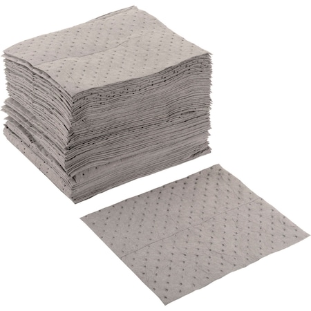 Global Industrial Sorbent Pad, Universal, 15 in x 18 in, Gray, Polypropylene, 100 PK B2305918